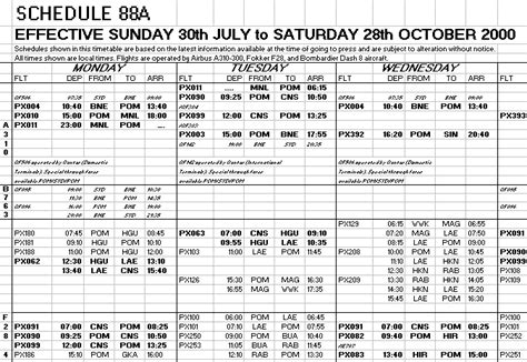air niugini domestic flight schedule